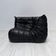 1990s vintage Togo set in black leather by Michel Ducaroy for Ligne Roset