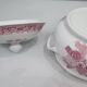 Vintage soup tureen in English earthenware Churchill Rosa pink Willow pattern.
