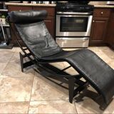 Chaise salon cassina lc4 le corbusier cuir rare cadre noir authentique