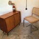 Vintage storage cabinet sliding doors feet compass