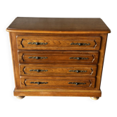 Oak chest of drawers with four drawers, classic style.