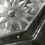 Art Deco glass cup with sandblasted flowers