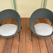 Pair of Saturn armchairs by Geneviève Dangles and Christian Defrance
