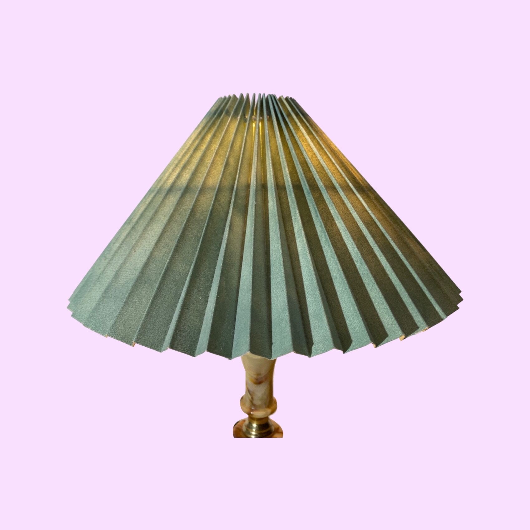 60s Green Marble Table Lamp From Denmark | Vintage Desk Lamp Green Marble With Brass Mid-Century