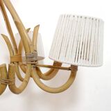 4-light rattan and rope pendant light, 1960-1970.
