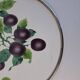 Czechoslovak Art Deco Porcelain Tray with Plum Motif and Metal Rim, 1930s