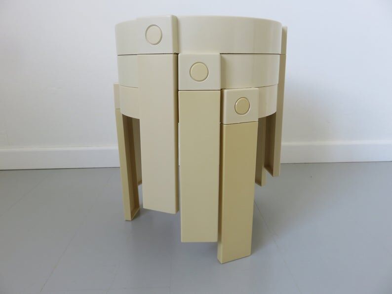 Série de 3 tables gigognes tripodes design Holland années 70