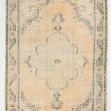 Classic faded yellow oushak rug 269x176cm