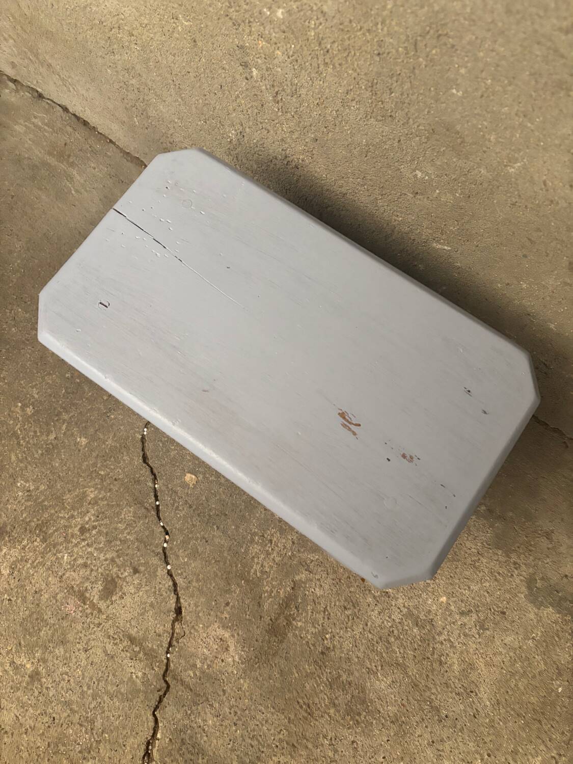 Small wooden stool, pearl gray