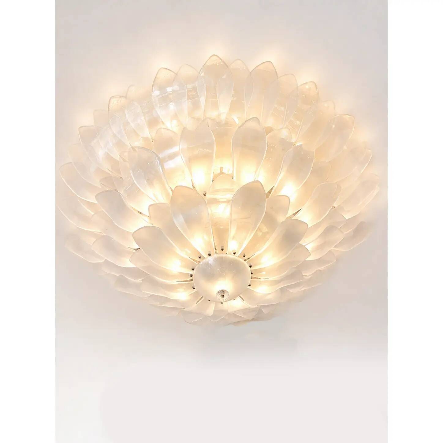 Huge Contemporary Imperial Sanded “Petals” Murano Glass Flush Mount by Simo