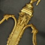 Pair of large sconces, ram's head, Louis XVI style, 19th century - gilded bronze