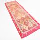 Salmon Pink & Peach Vintage Runner Carpet For Kitchen, 93x290Cm