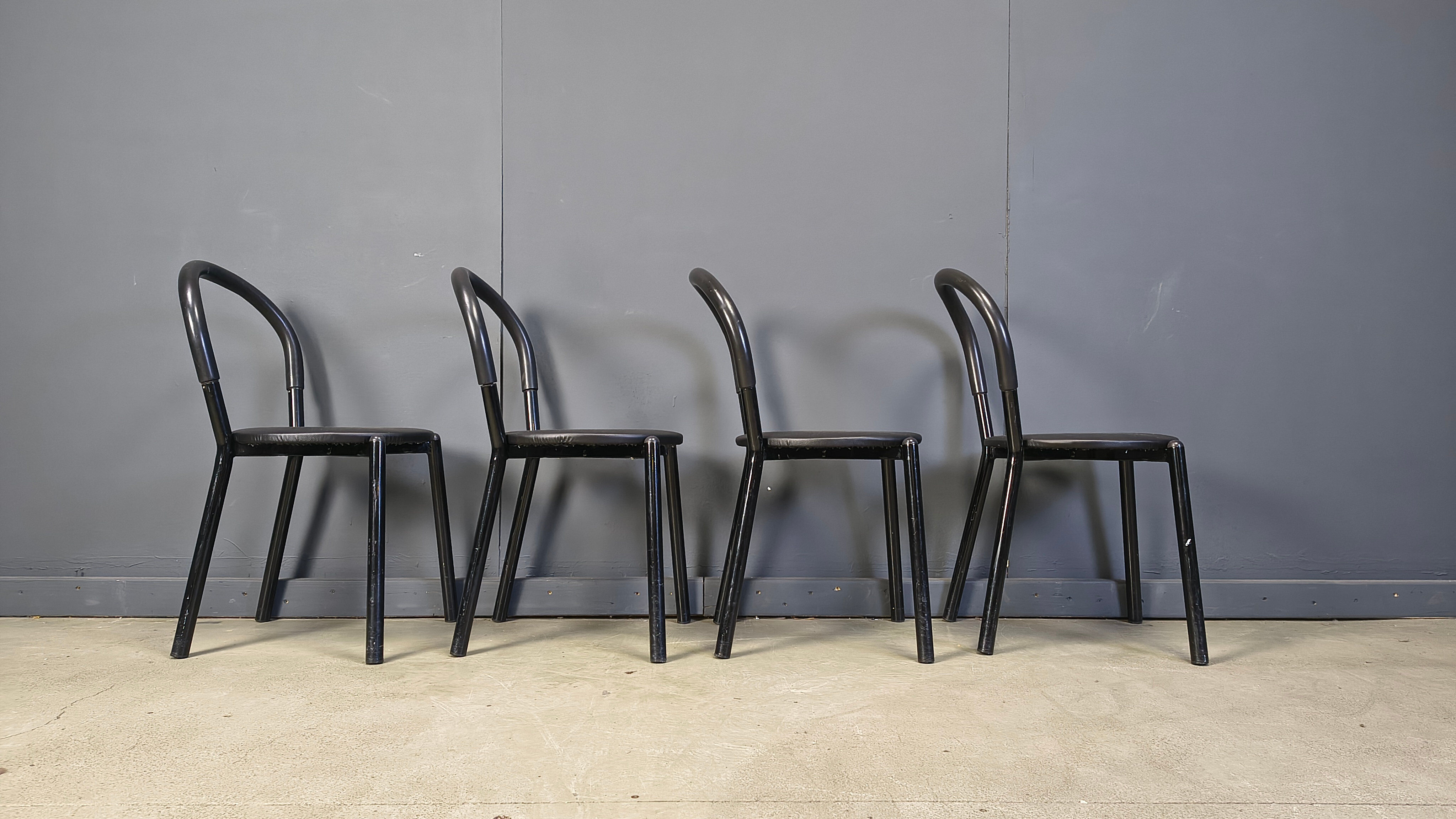 Postmodern Italian dining chairs set of 4 - 1980s