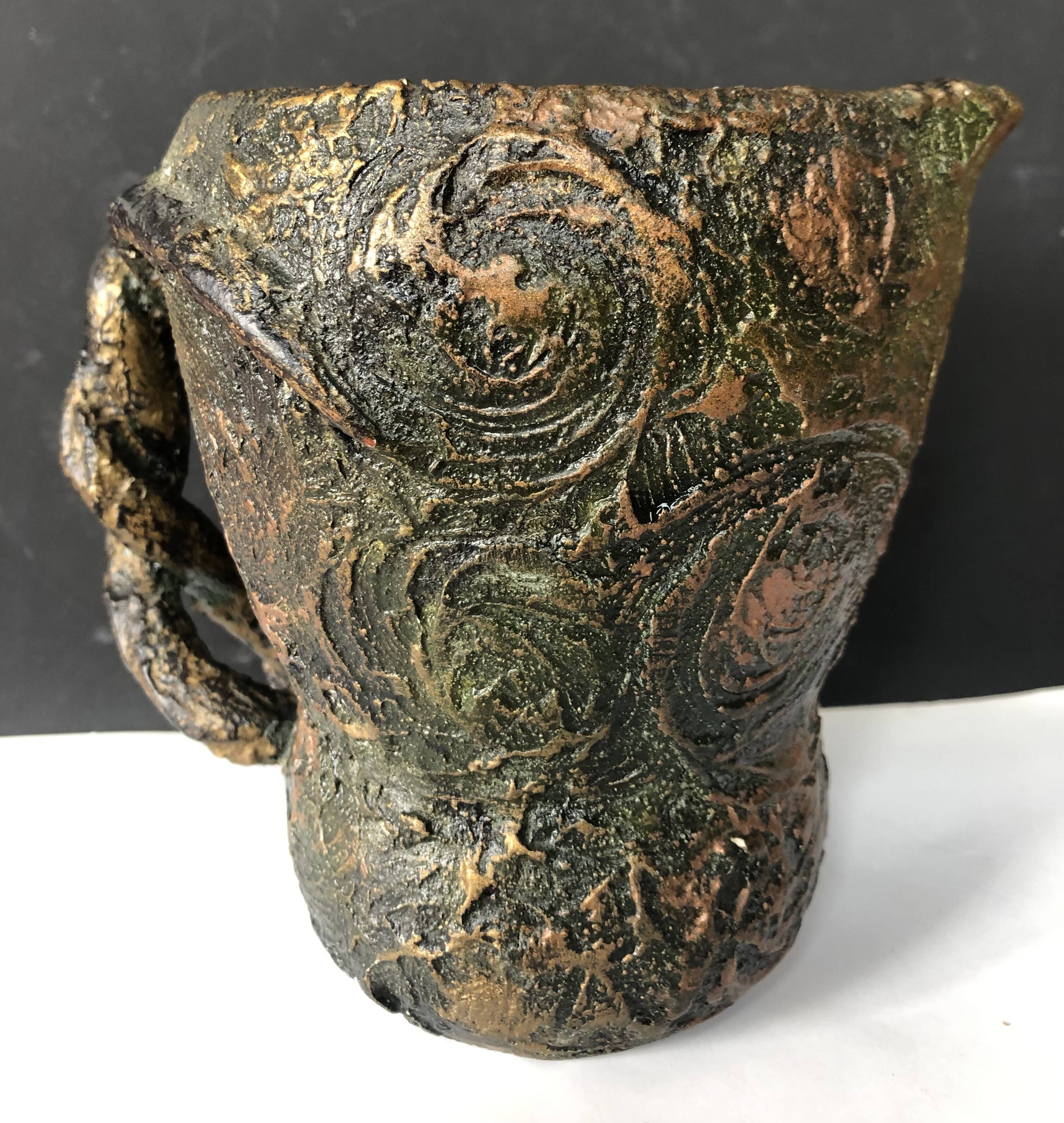 Starry Night pitcher vase with braided handle