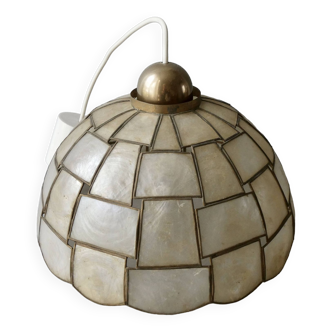 Mother-of-pearl mosaic pendant light, 1970s