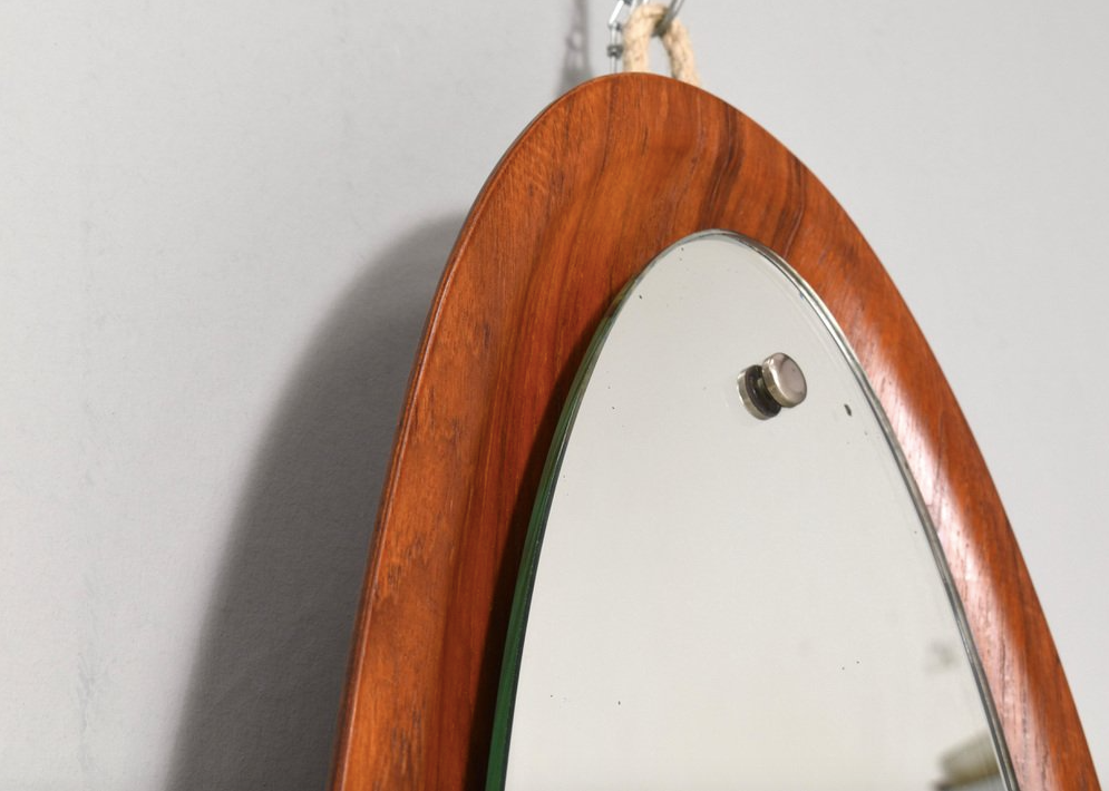 Wall mirror in teak Italy 1950 141x39cm