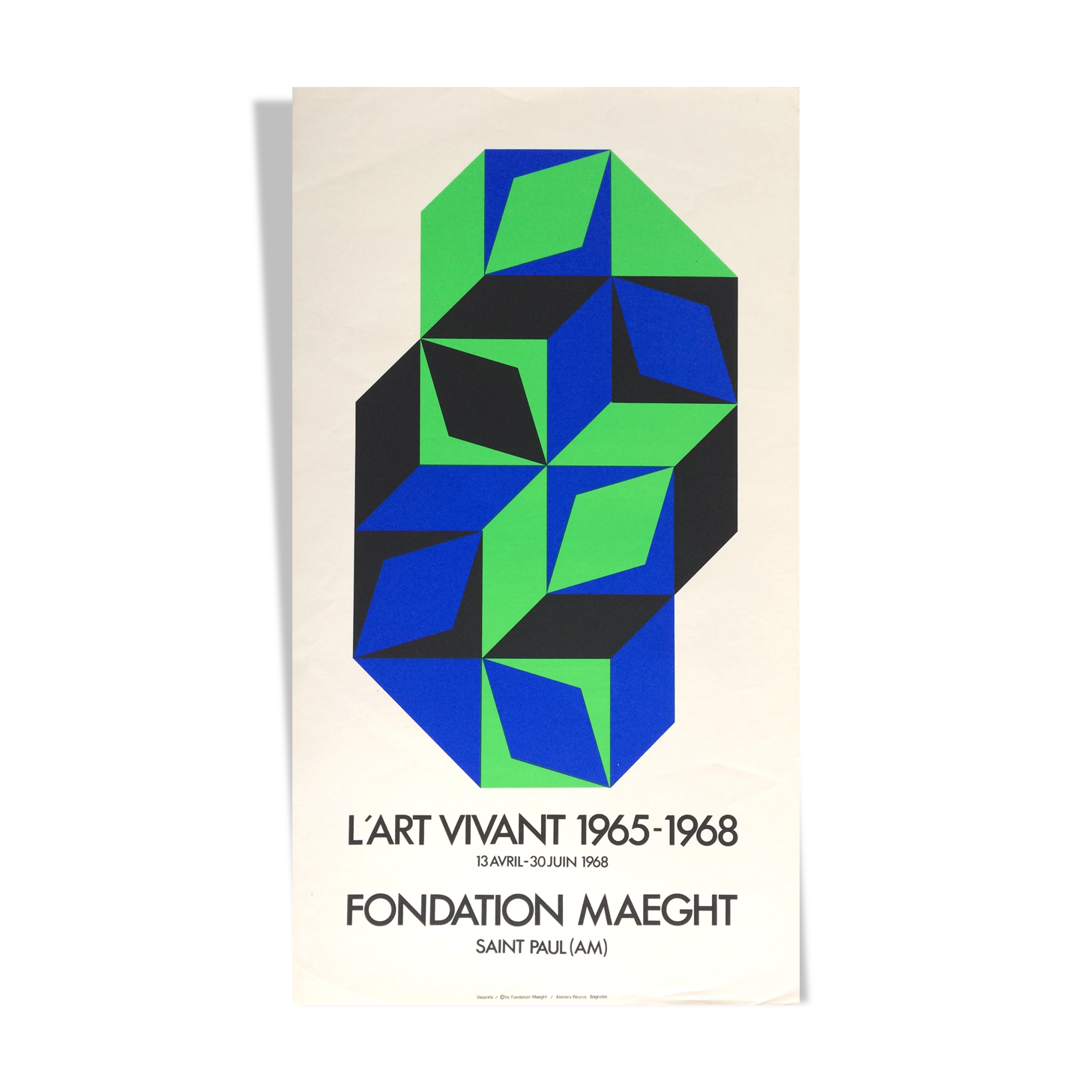 Affiche d'exposition originale Victor Vasarely "l'art vivant 1965-1968" fondation maeght, 1968