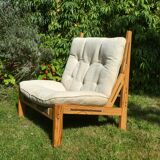 rare large pine armchair, Silkeborg, Denmark, 1970