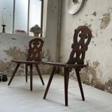 Pair of brutalist Alsatian mountain chairs 19th
