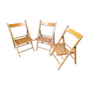 3 chaises pliable bois vintage