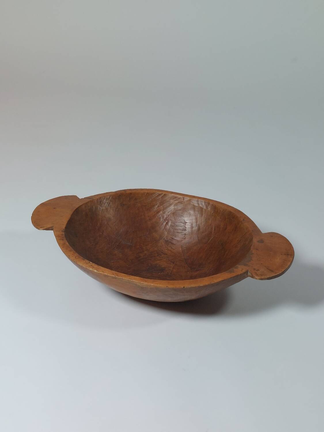 Vintage wooden fruit bowl hand-carved.