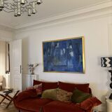 Abstract oil painting in blue tones