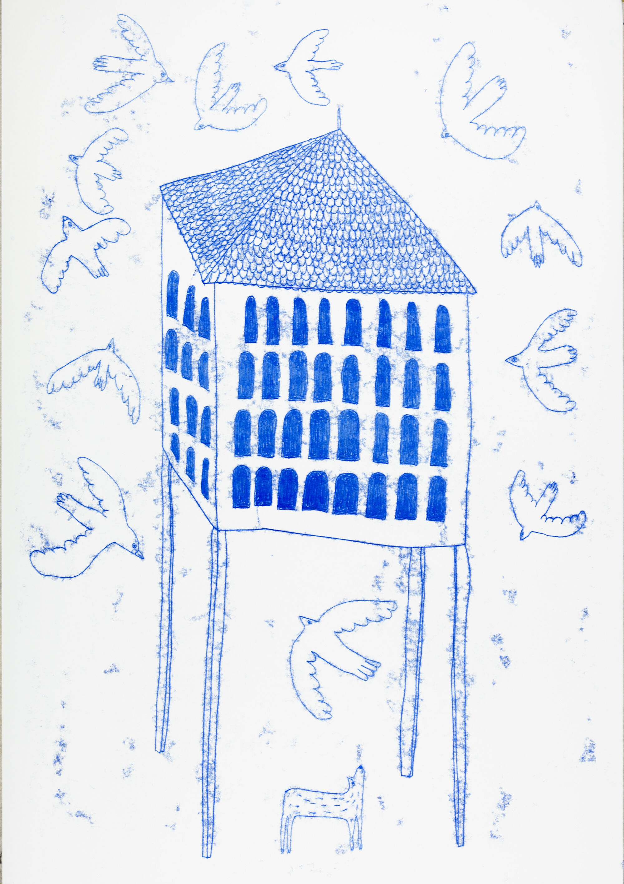 The dovecote, monotype, 70 x 100 cm