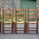 Set of 5 vintage wooden and straw chairs, straw chair, countryside