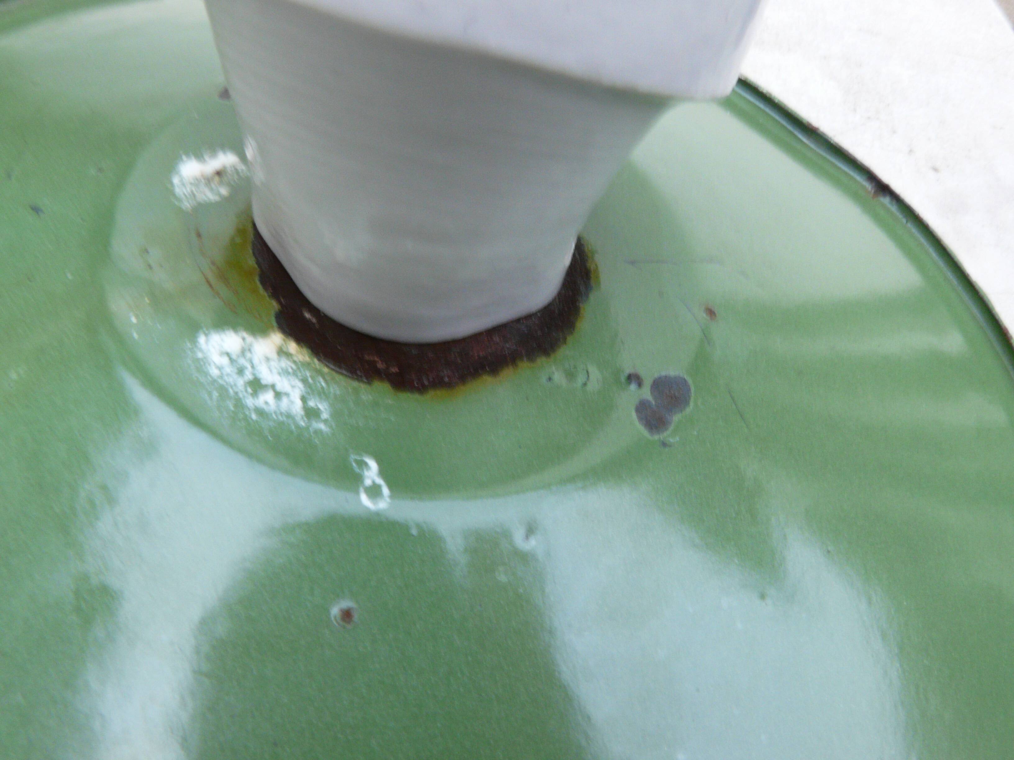 Industrial green and white enameled sheet metal wall light 1940 porcelain socket