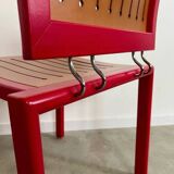 Lot 6 anciennes chaises design Dieticker Bruno Rey bois fuchsia vintage années 70