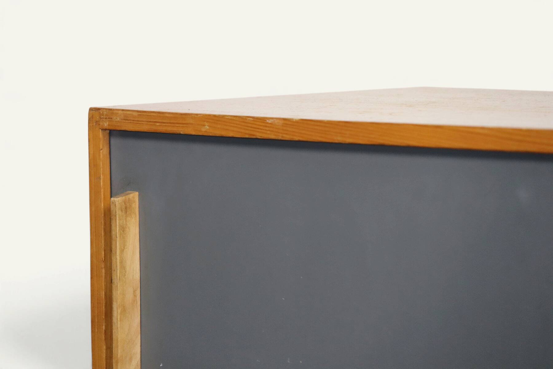 Vintage wooden sideboard with sliding doors – 1960s