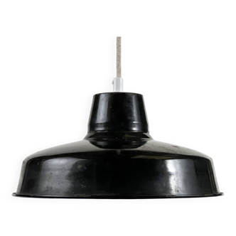 Enameled industrial pendant light. France 1950s