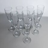 Clear Glass Champagne Flutes, Vintage 1980s, Set of 8 with Swirled Stems