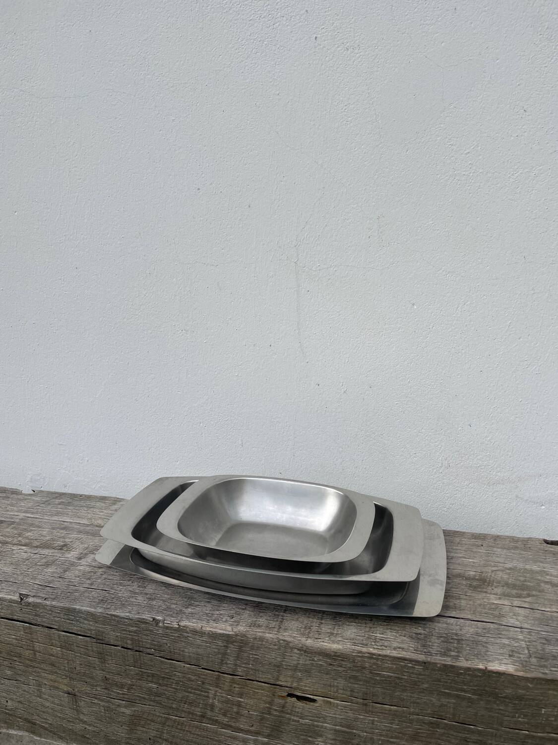 Trio of Danish Scandinavian stainless steel dishes