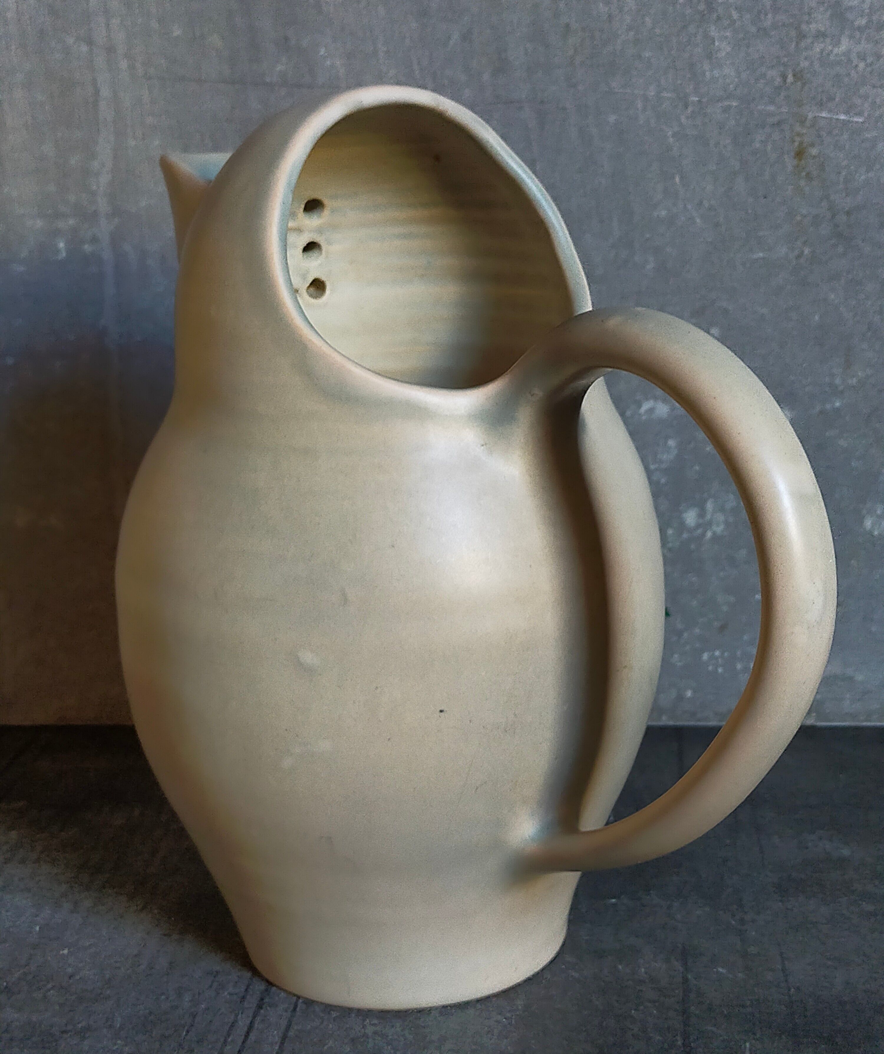 Ceramic potter's pitcher with matte enamel, 50s