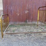 Old bed napoleon iii in gilded brass on wheels