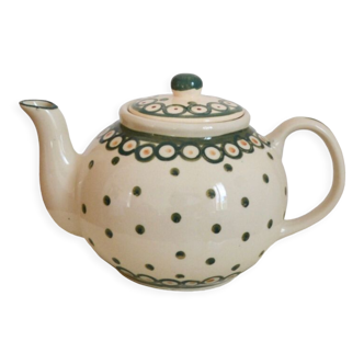 Polish ceramic teapot, hand painted vintage style