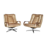 Set de 2 fauteuils pivotants en cuir par Carl Straub, années 1950,