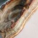 Vintage brutalist ashtray / catch-all in veined onyx and quartz – 1970s