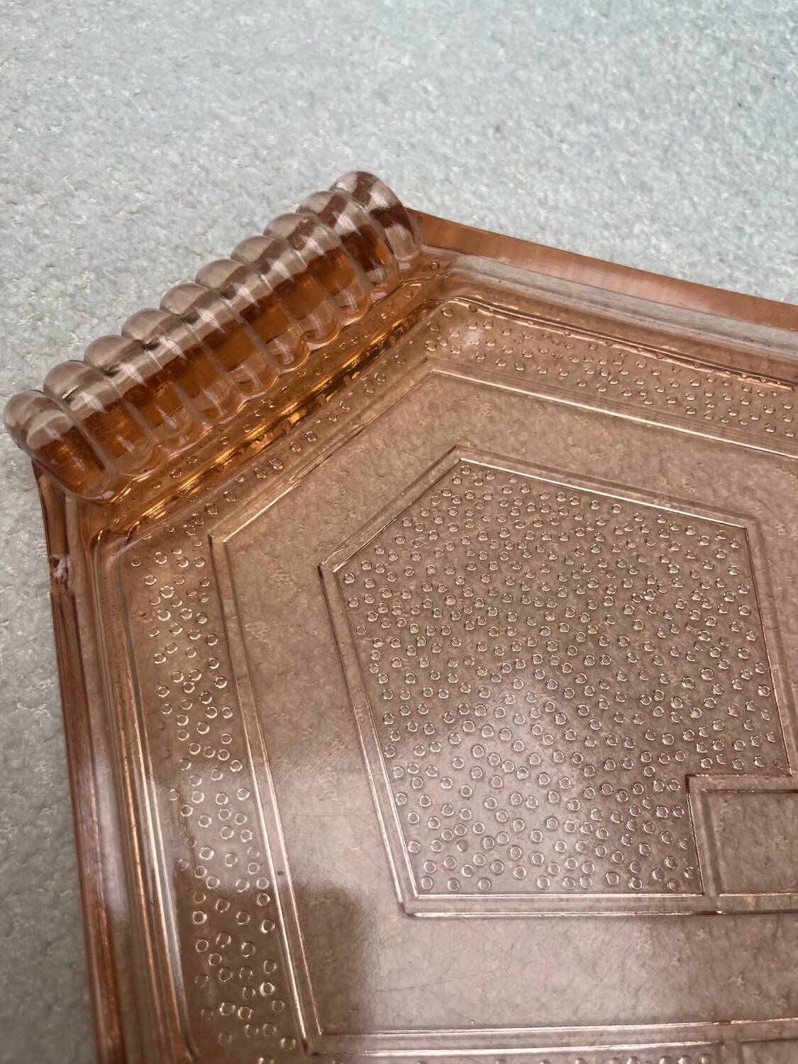 Art Deco pink glass tray