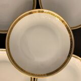 10 hollow porcelain plates from Limoges Bernardaud, gilded Greek decoration, twentieth century