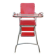 Chaise haute baby flash 1960 chromé et bois rouge