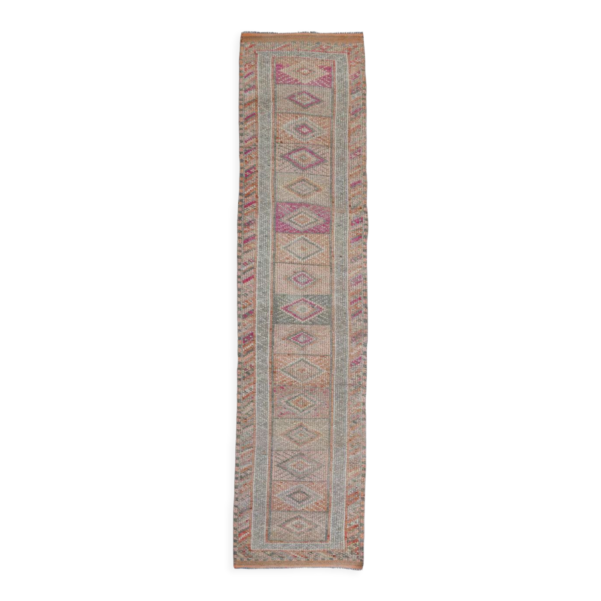 3x10 neutral handmade vintage runner rug, 78x326cm