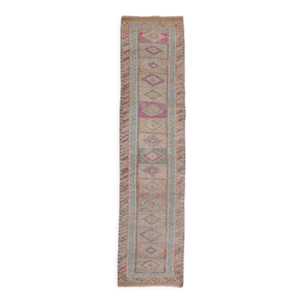 3x10 neutral handmade vintage runner rug, 78x326cm