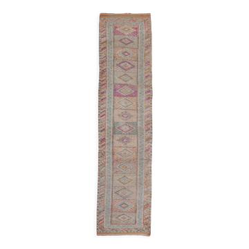 3x10 neutral handmade vintage runner rug, 78x326cm