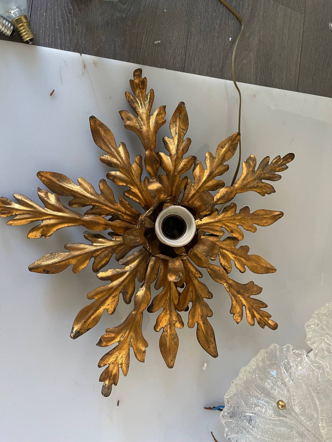 Florentine Gold Gilded Flushmount 1950’s