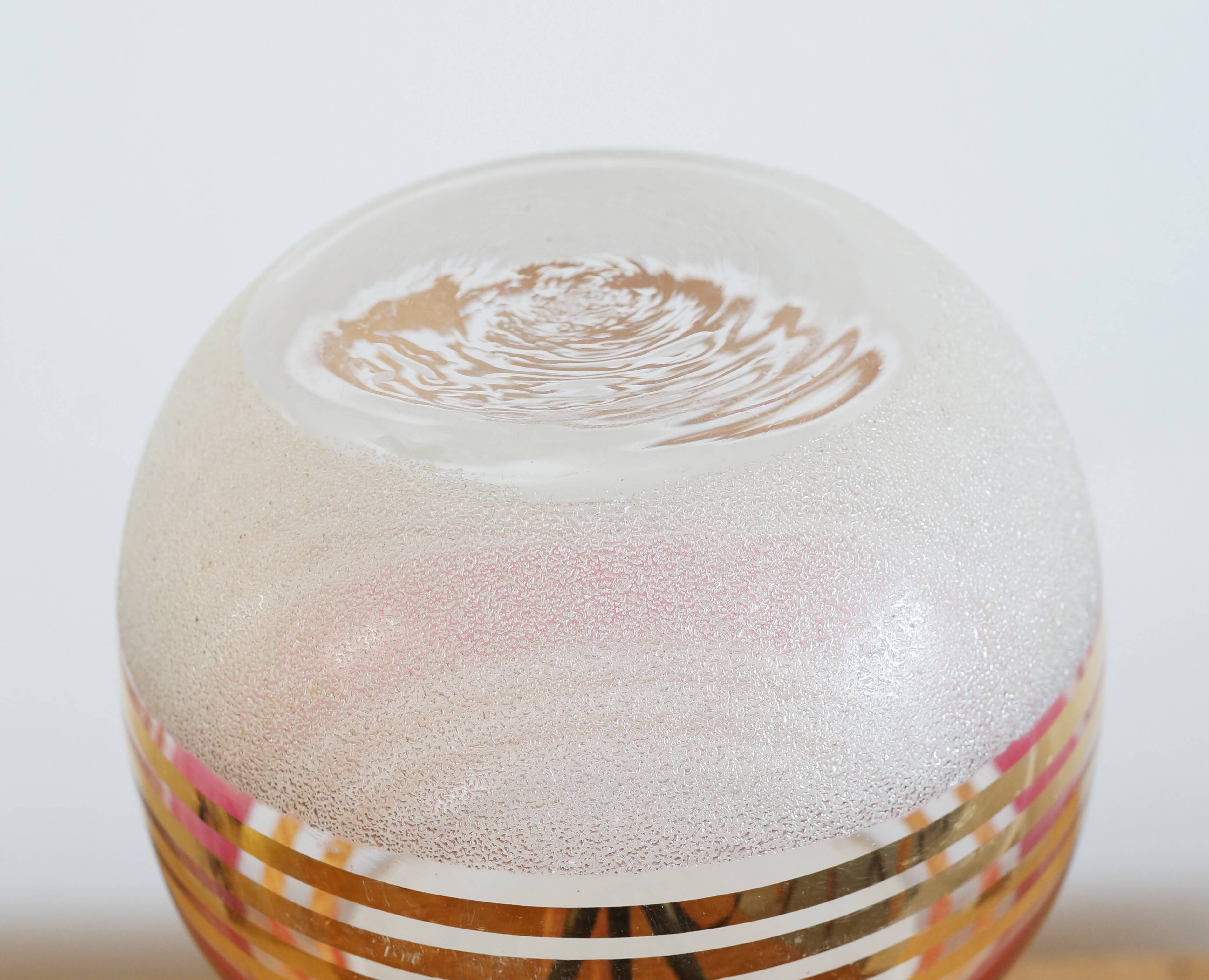 Large blown and enameled glass vase from the 1960s