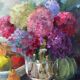 Oil on canvas "Hydrangeas and fruits" signed Paumier.
