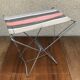 Series Of 4 Metal Garden Folding Stools - Multicolour Fabric Vintage Camping