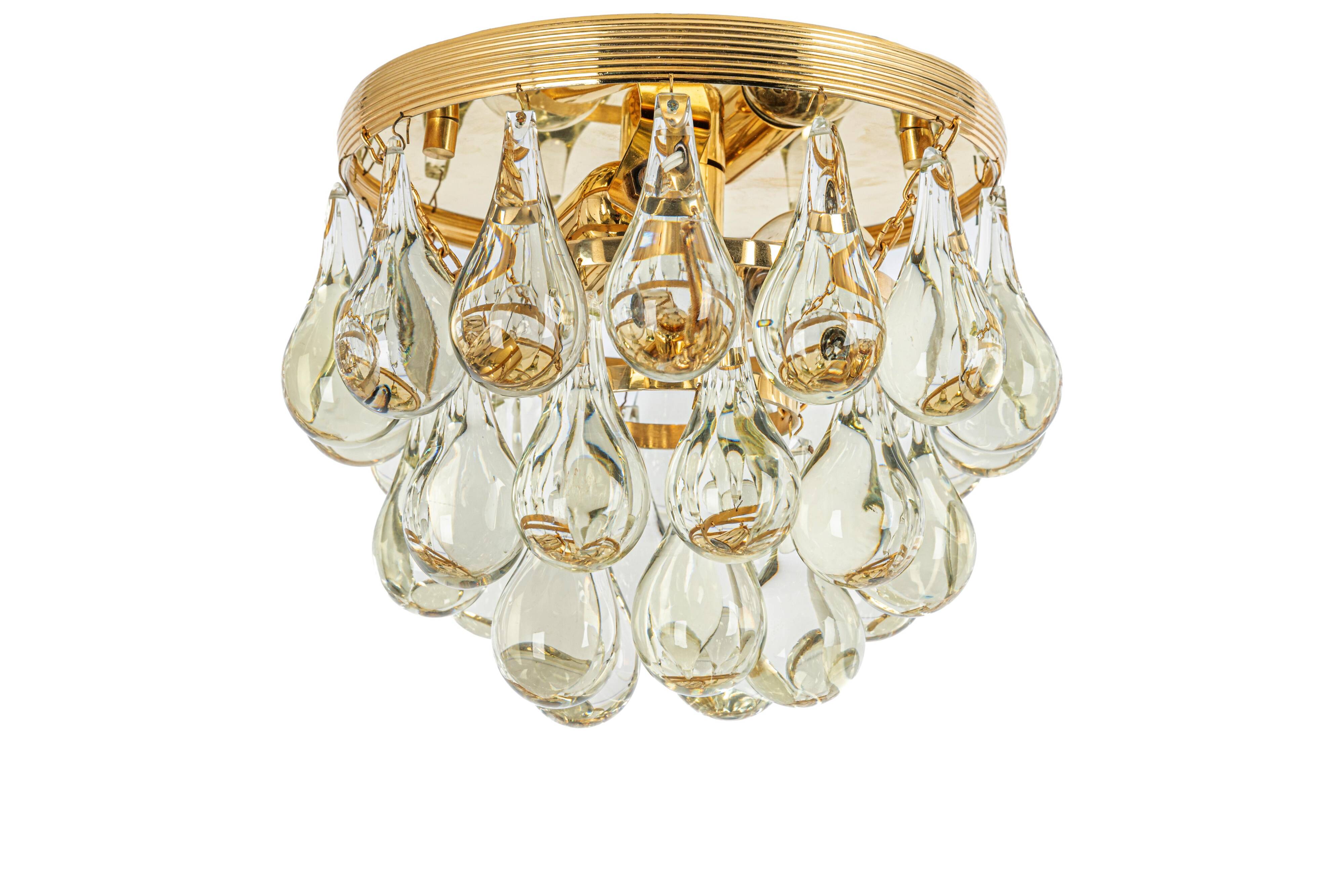 Small Murano glass ceiling pendant in the shape of a drop by C.Palme, Germany, 1970s.